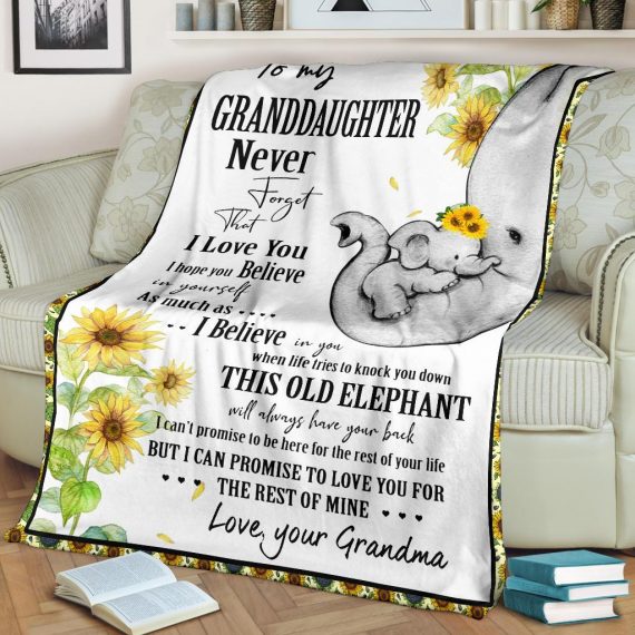 Grandma to grand daughter Elephant Sunflower Blanket-604afa3dc7449