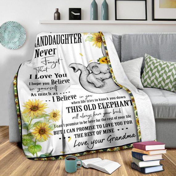Grandma to grand daughter Elephant Sunflower Blanket-604afa3dc9425