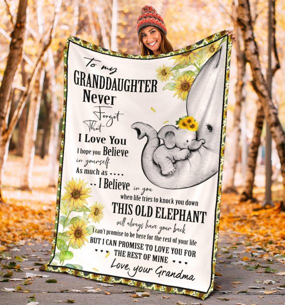 Grandma to grand daughter Elephant Sunflower Blanket-604afa3dcb12c