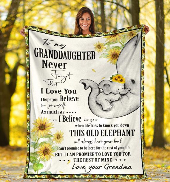 Grandma to grand daughter Elephant Sunflower Blanket-604afa3dccd50