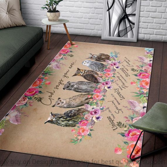 Owls And Flowers God Says You Are Rectangular Rug-604b127b2ef4a