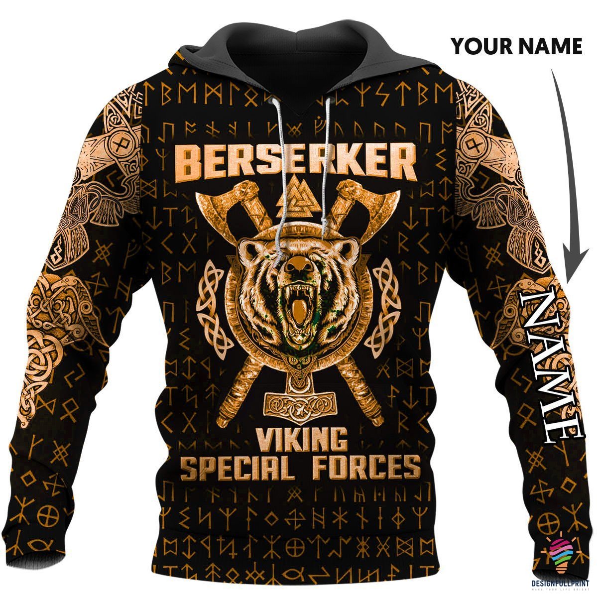 Multicolor Berserker Viking Special Forces Personalized Unisex Hoodie ...