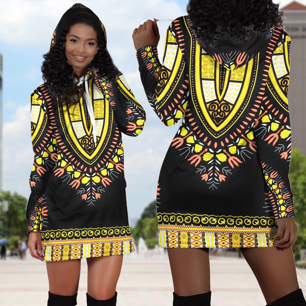 Yellow Dashiki African Culture Hoodie Dress Black And Proud 365 ...